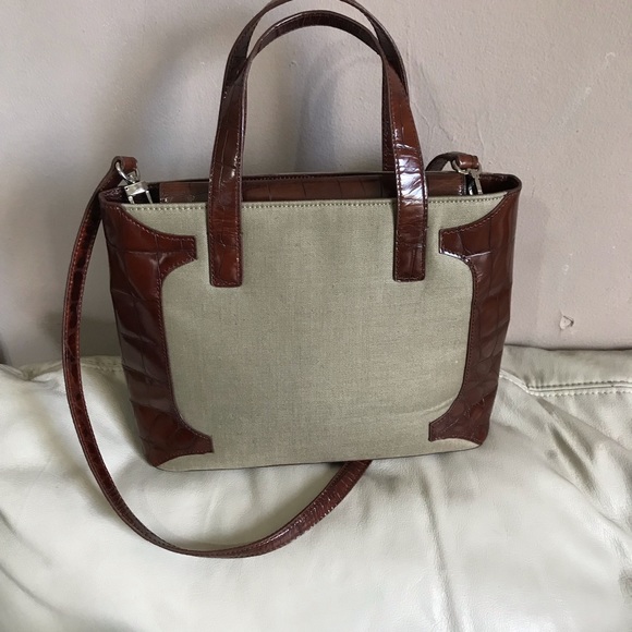 SOLD Cole Haan Canva Brown Croc Leather Shoulder - Picture 5 of 8